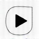 Stylized icon representing a video play button